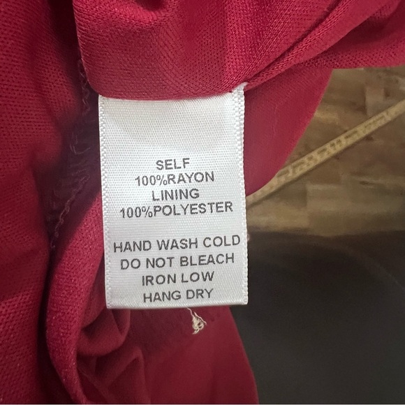 Soprano A-line dress, lined, embroidered, size XL, dark red with white,pre-owned - Picture 7 of 10